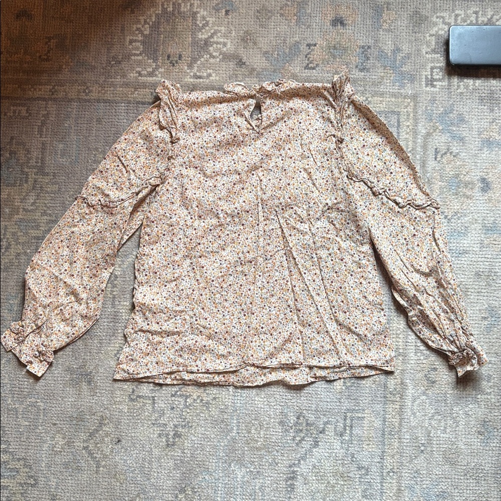 Sezane Emy Floral Long Sleeve Blouse Sz 4 / 36 - Picture 6 of 7
